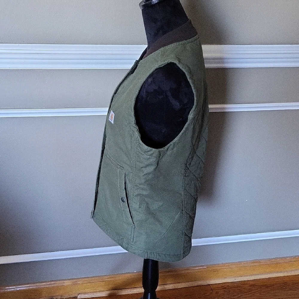 Carhartt Women's Rugged Flex Relaxed Fit Canvas Insulated Vest Size Small Basil - Picture 4 of 9